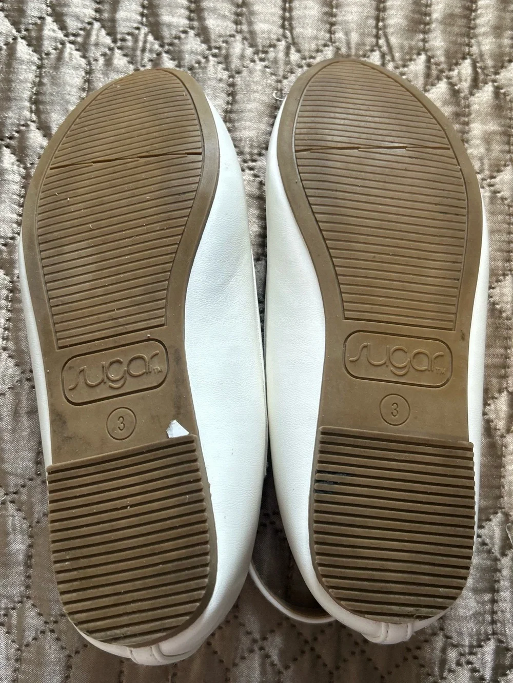 Girls' White Ankle-Strap Bow Ballet Flats